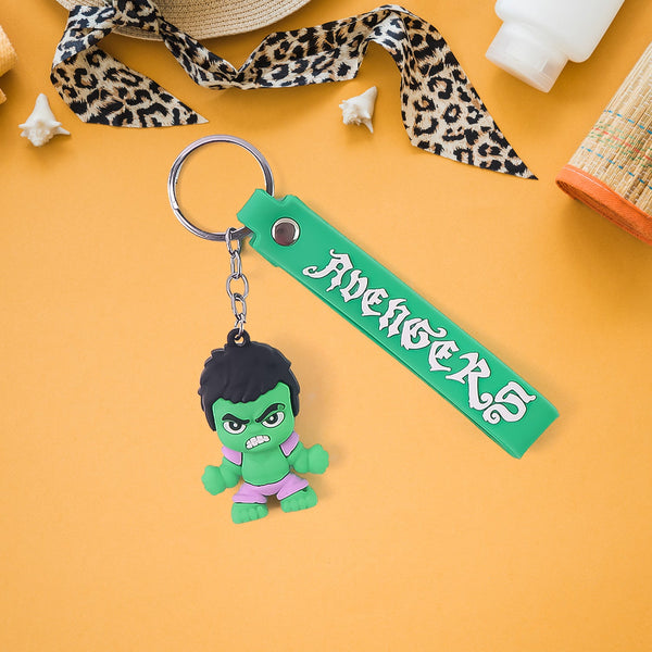 Cute Cartoon Silicone 3D Key Chain with Metal Hook & Strap (Pack of 1)