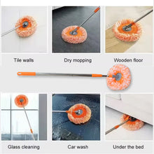 360° Rotatable Ceiling Dust Cleaning Mop Extendable Long Lightweight Handle Mop Heads Pad, Spin Scrubber for Ceiling Floor Bathroom Kitchen Tile