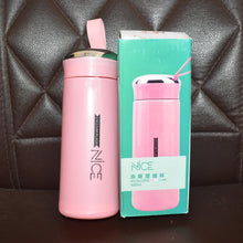 Water bottle 400ml leak proof, glass water bottle with daily water intake for gym and children, Nice Bottle (1 pc / Pink Color)